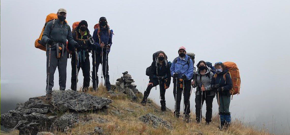 The Fall 2020 Haskayne Leadership Expedition, a summit close to the headwaters of the Panther River
