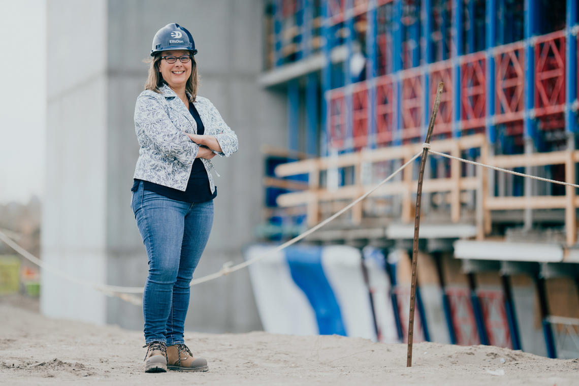 CPA Alberta CEO Rachel Miller on site of the construction of Mathison Hall.