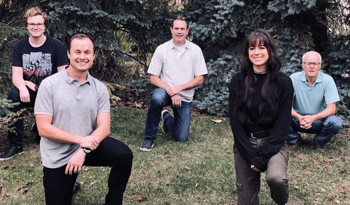 Muench lab phytoremediation team: Aidan McKenna, Mitchell Alberts, Doug Muench, Camryn Charriere and Ralph Hindle. 