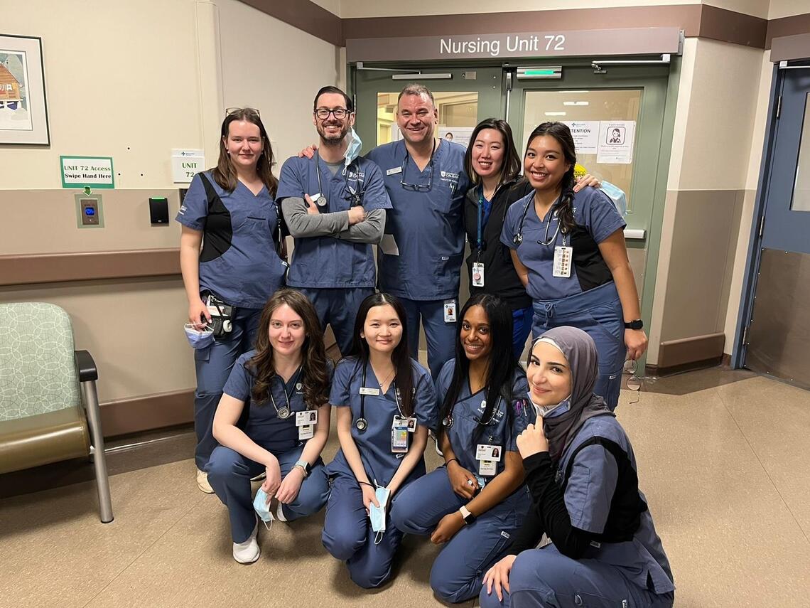 Mike Richards with clinical group at Unit 72 Foothills Hospital