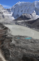 A proglacial (in front of the glacier) lake at Imja Glacier, Nepal.