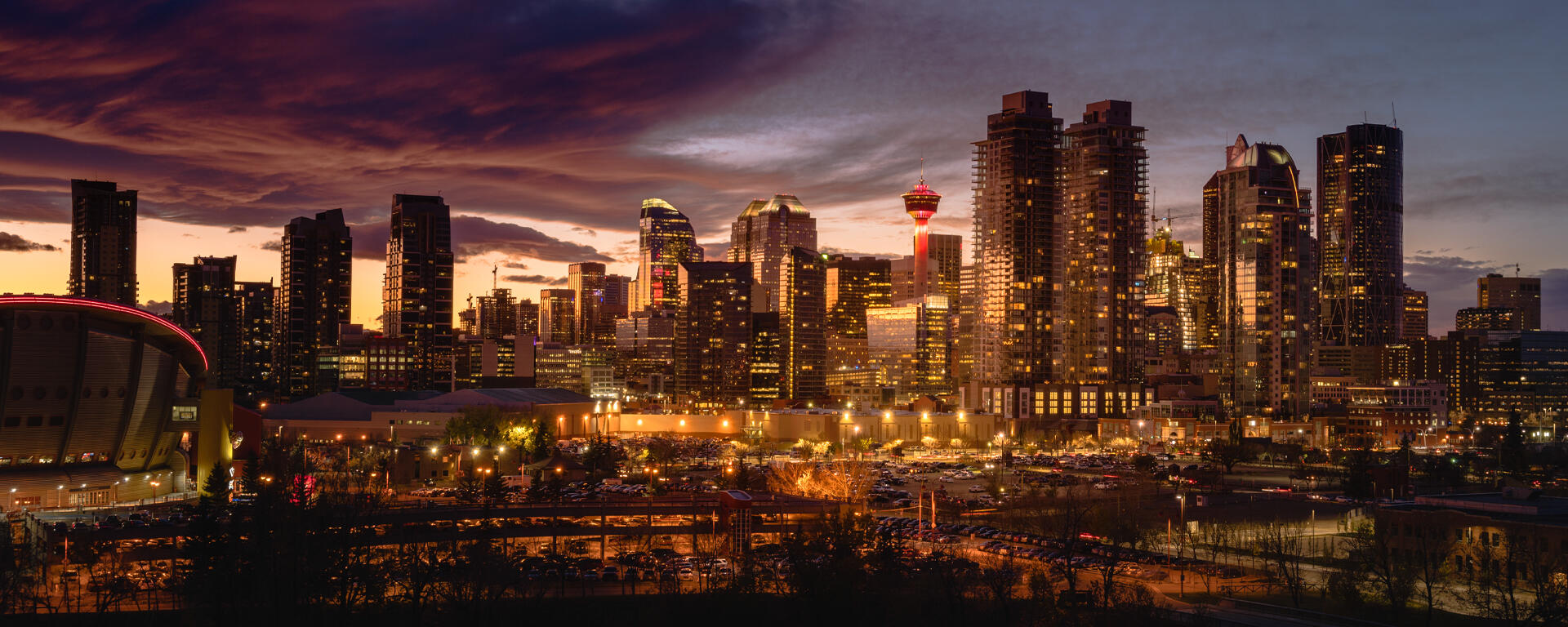 Calgary cityscape at night
