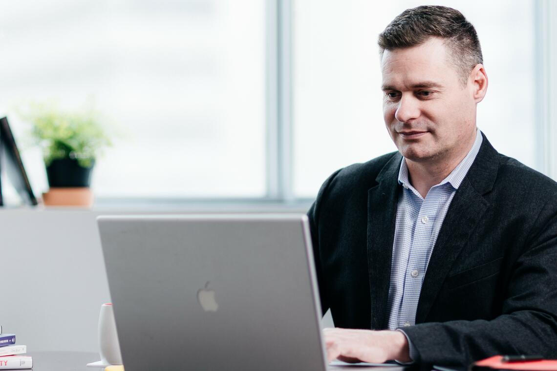 Man working on a laptop