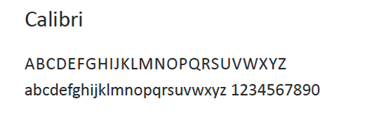 Alternate font - Calibri