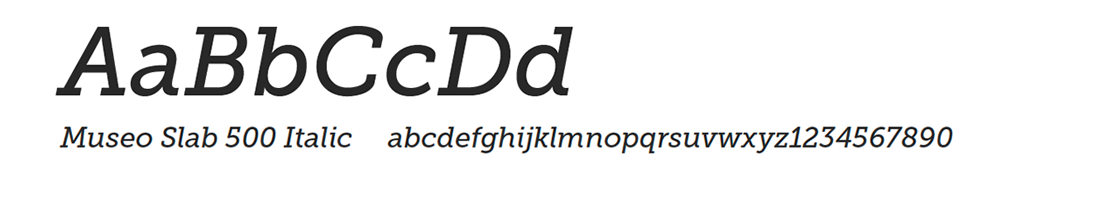 Lead font - Museo 500 Slab Italic