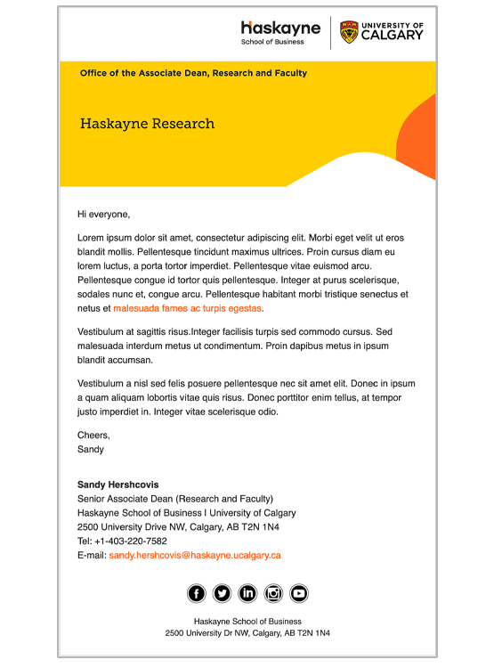 HTML template Haskayne Research