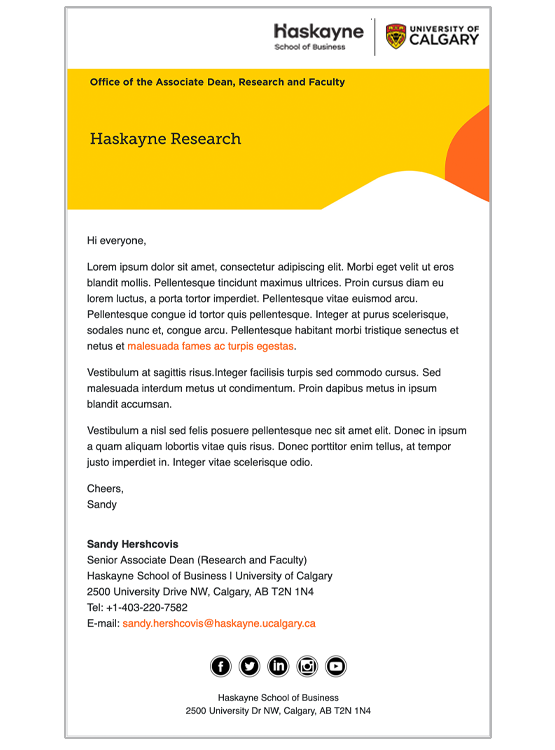 HTML template Haskayne Research
