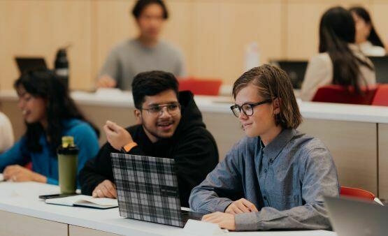 Students chatting during a class project