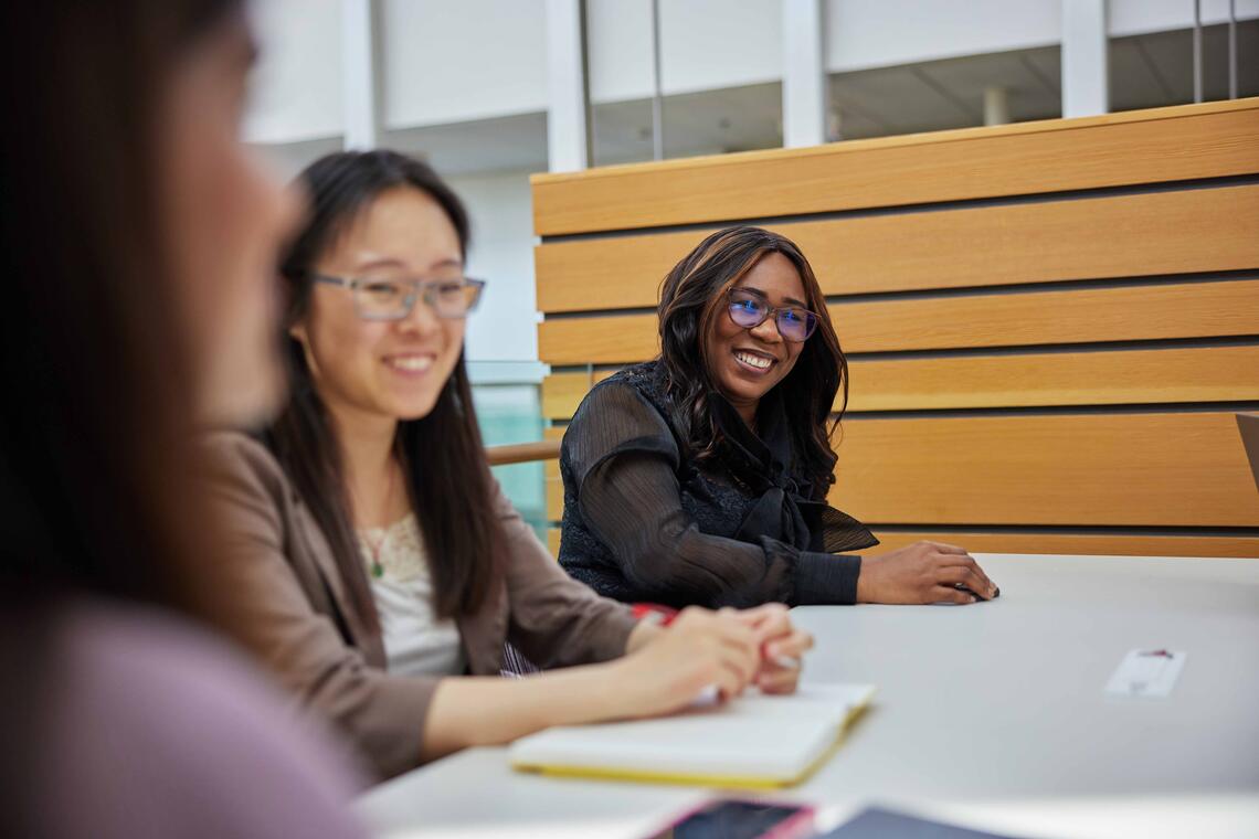 MBA students chatting and planning