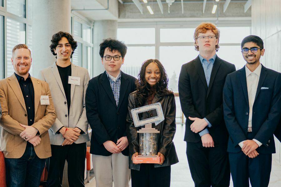 Ian Macdonald with the winners of the 2025 RBC Fast Pitch Competition