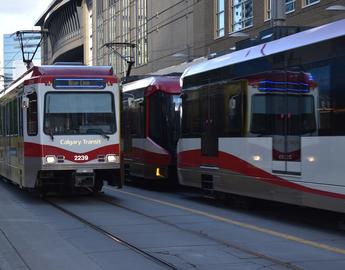 Train in downtown Calgary